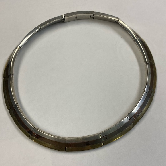 Mid century modern tri color sterling silver mexican choker...